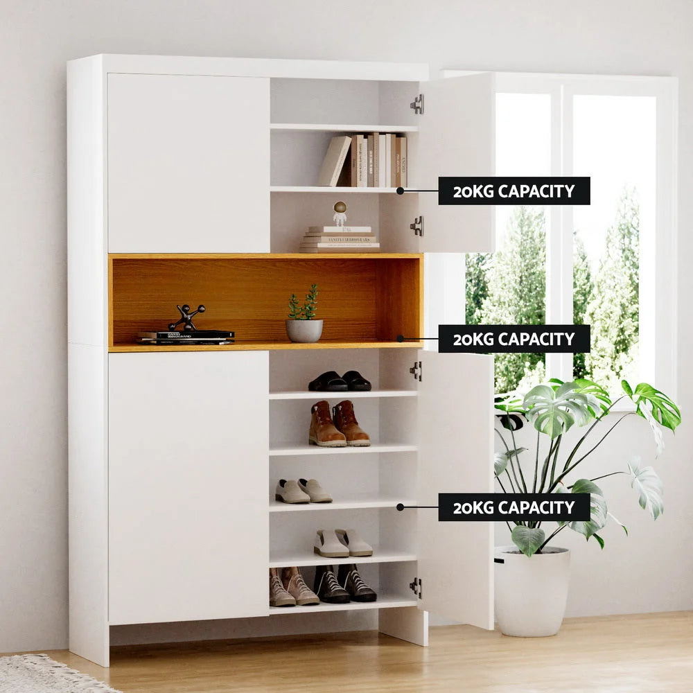 Artiss Shoe Rack Storage Cabinet 9 Tiers White - Furniture