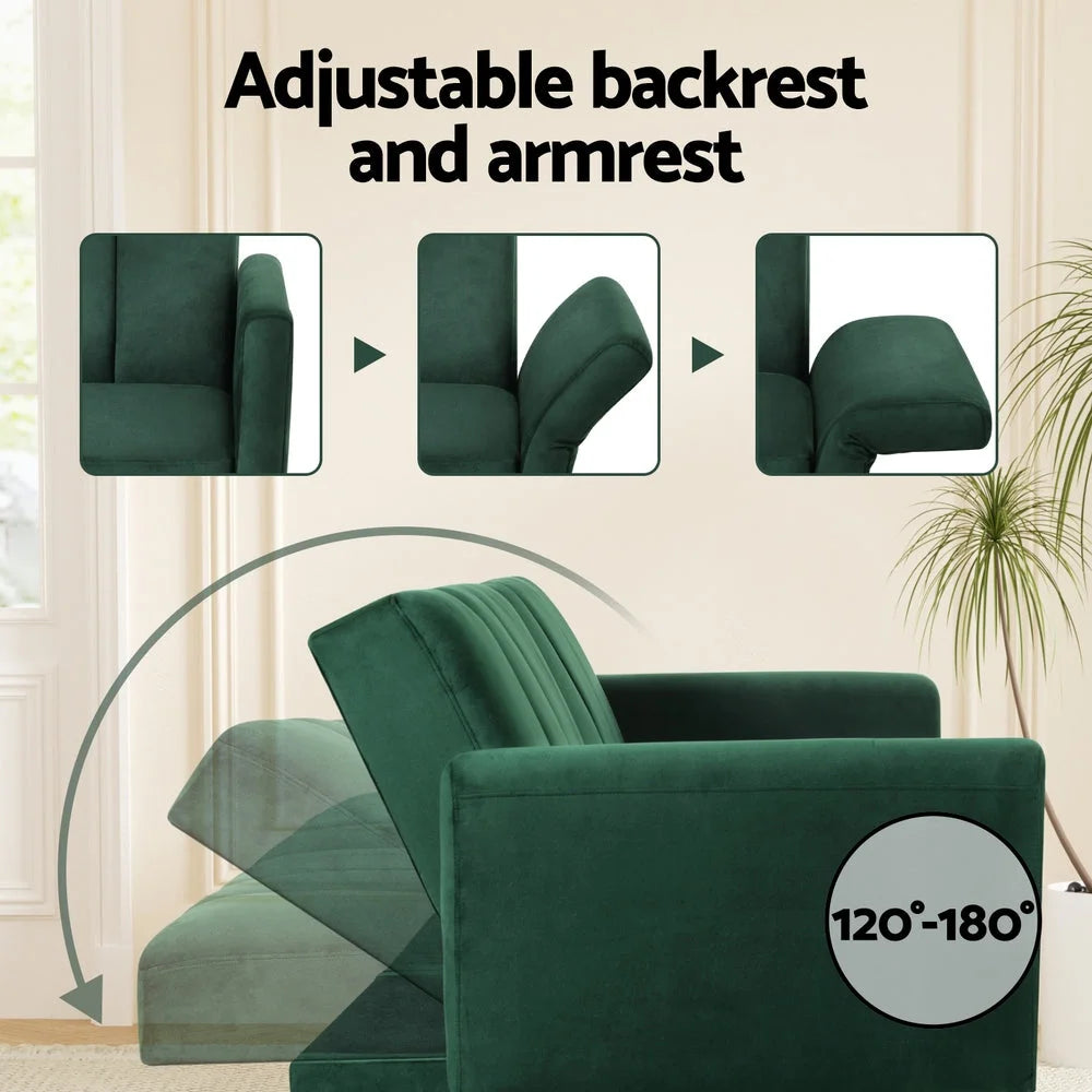 Sofa bed seater with couch convertible lounge adjustable arm