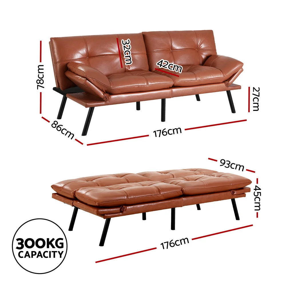 Artiss Sofa Bed Convertible 3 Seater Couch Recliner Lounge