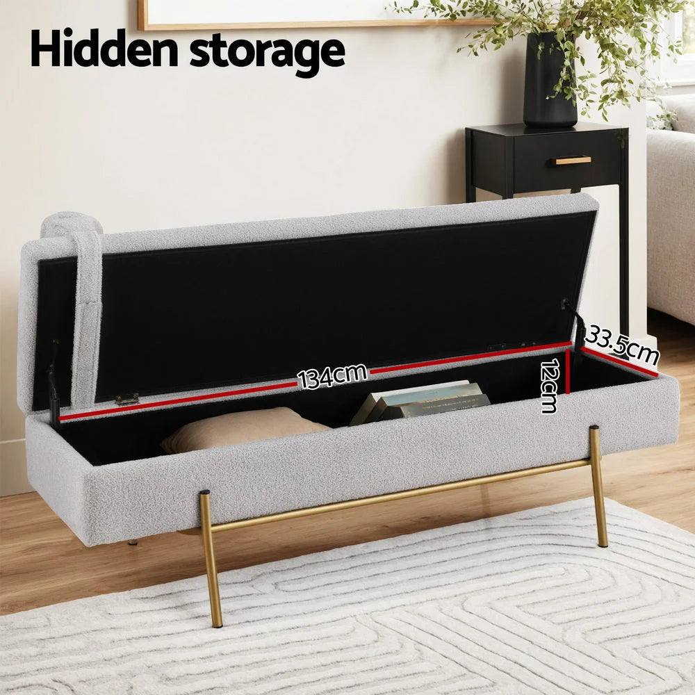 Artiss Storage Ottoman Bed 140cm Pillow Foot Stool