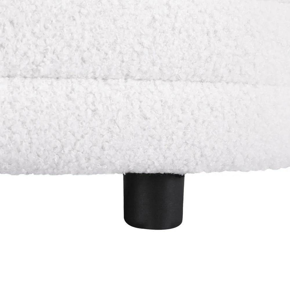 Fabric storage ottoman Blanket Box 87cm Boucle Oval