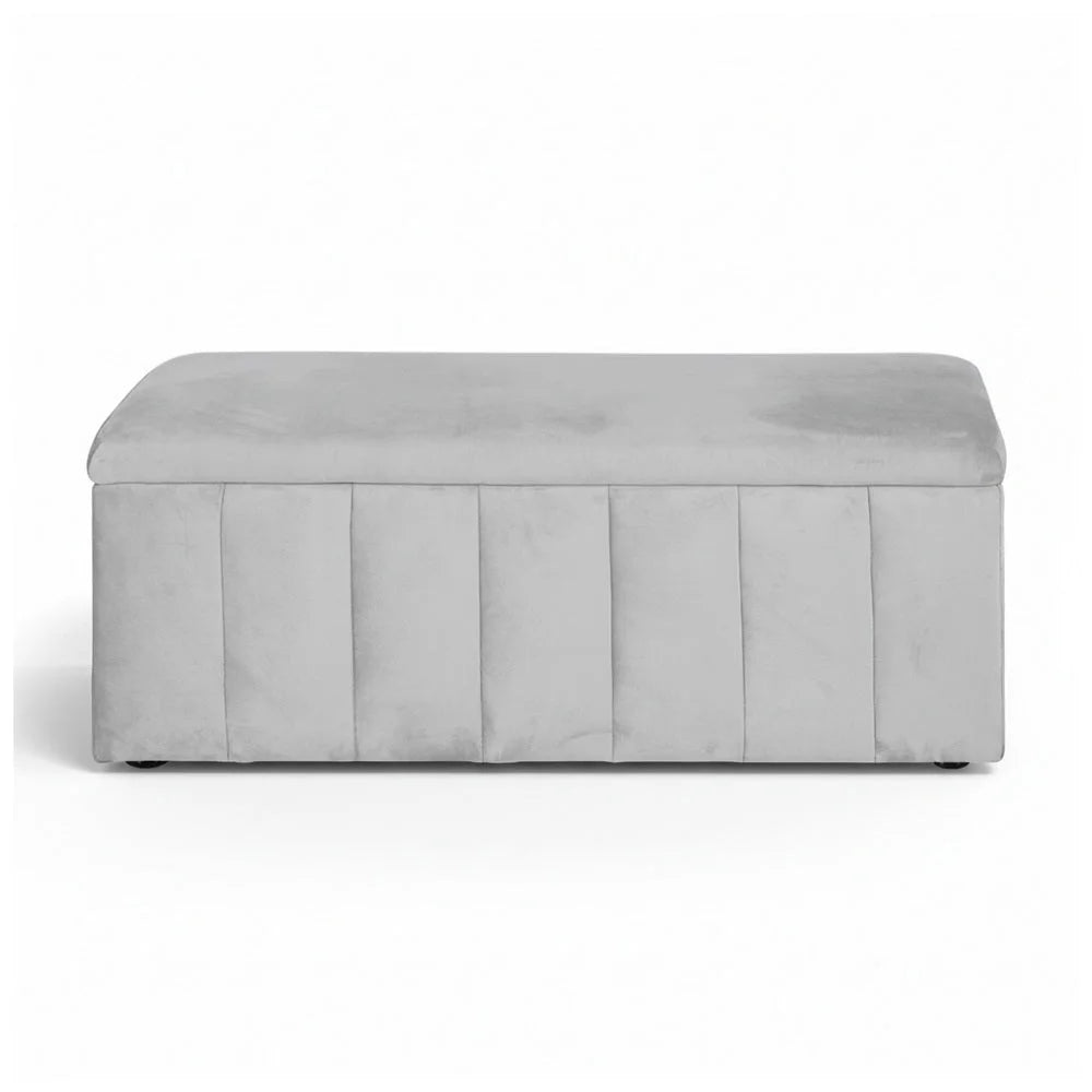 Artiss Storage Ottoman Blanket Box Velvet Grey 103cm product listing photo