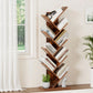 Living Room Bookcases Shelves Tree Bookshelf 9 Tiers Walnut