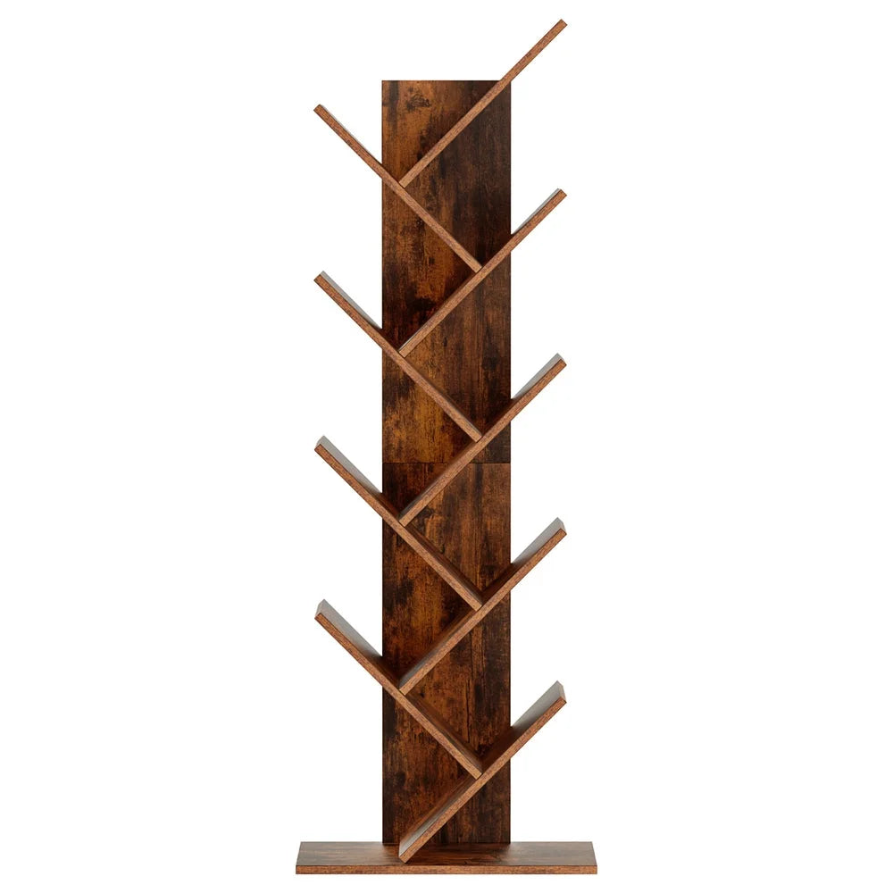 Bookshelf 9 Tiers Walnut Living Room Bookcases Shelves Tree