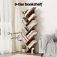 9 Tiers Walnut Living Room Bookcases Shelves Tree Bookshelf
