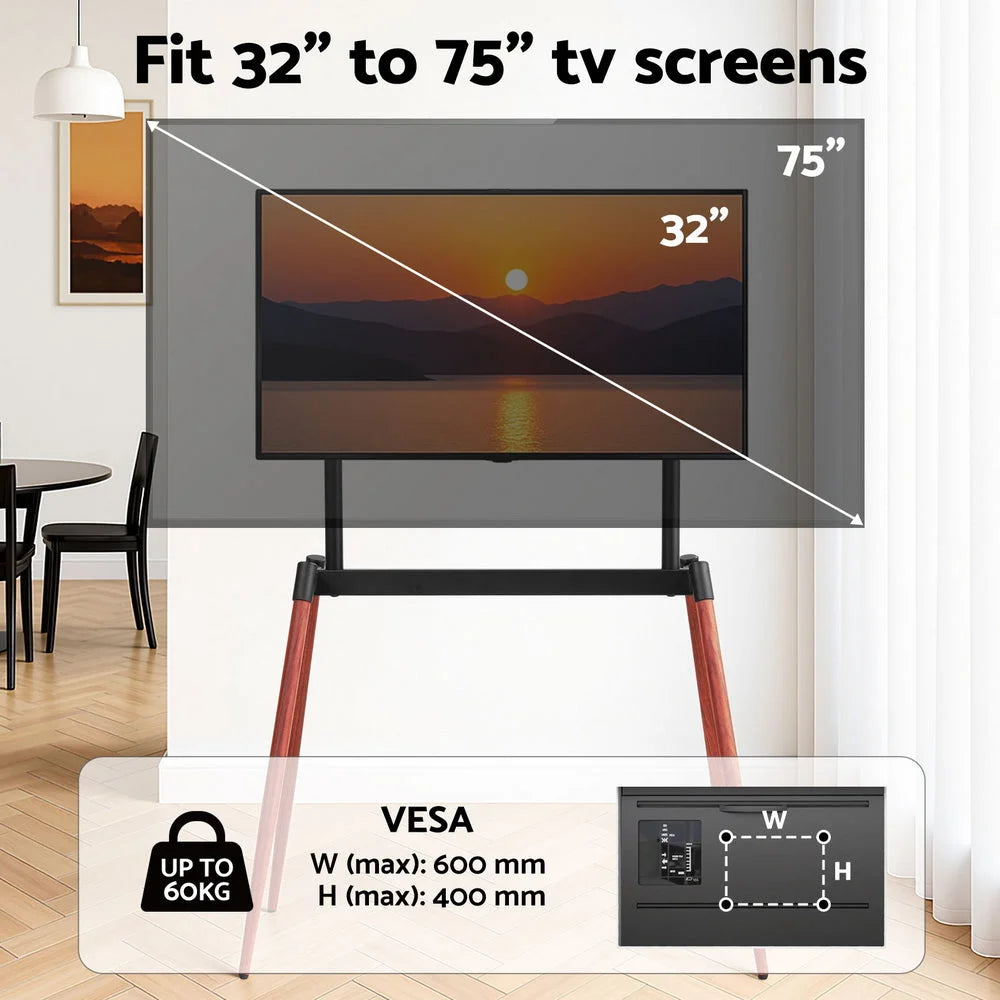 TV stand inch with side supports and structural rails