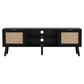Black 150cm storage cabinet with slim storage layout and glass door