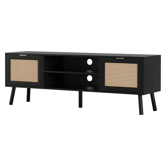 Black 150cm storage cabinet with doors and organised storage compartments