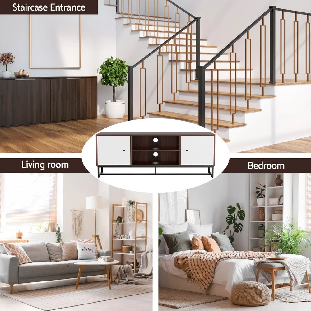 TV unit storage with matching accessories and clear item layout