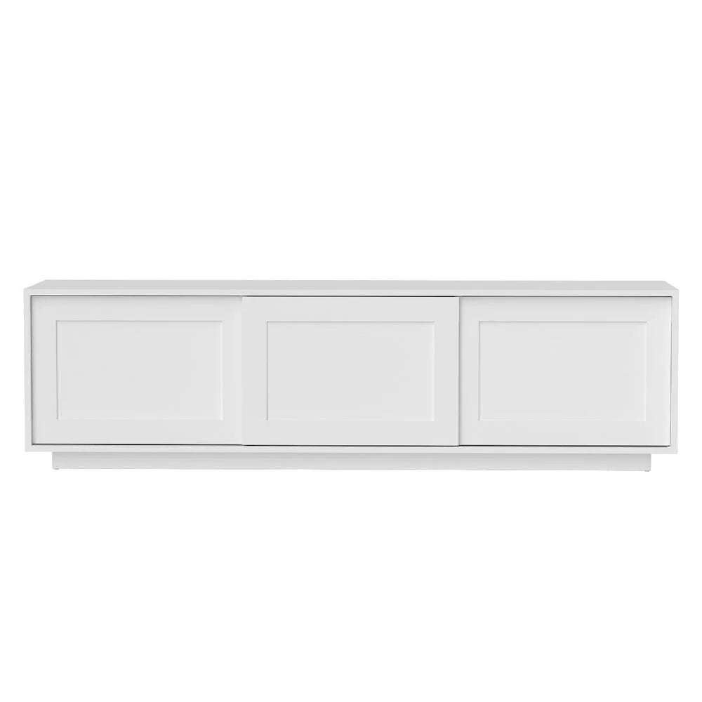 White 160cm storage cabinet with drawer storage and cupboard doors