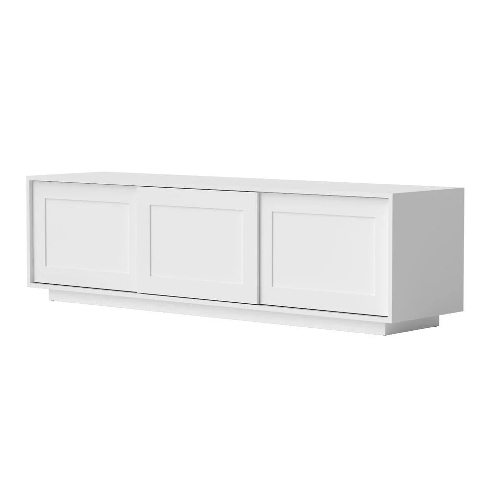 White 160cm storage cabinet with doors and organised storage compartments