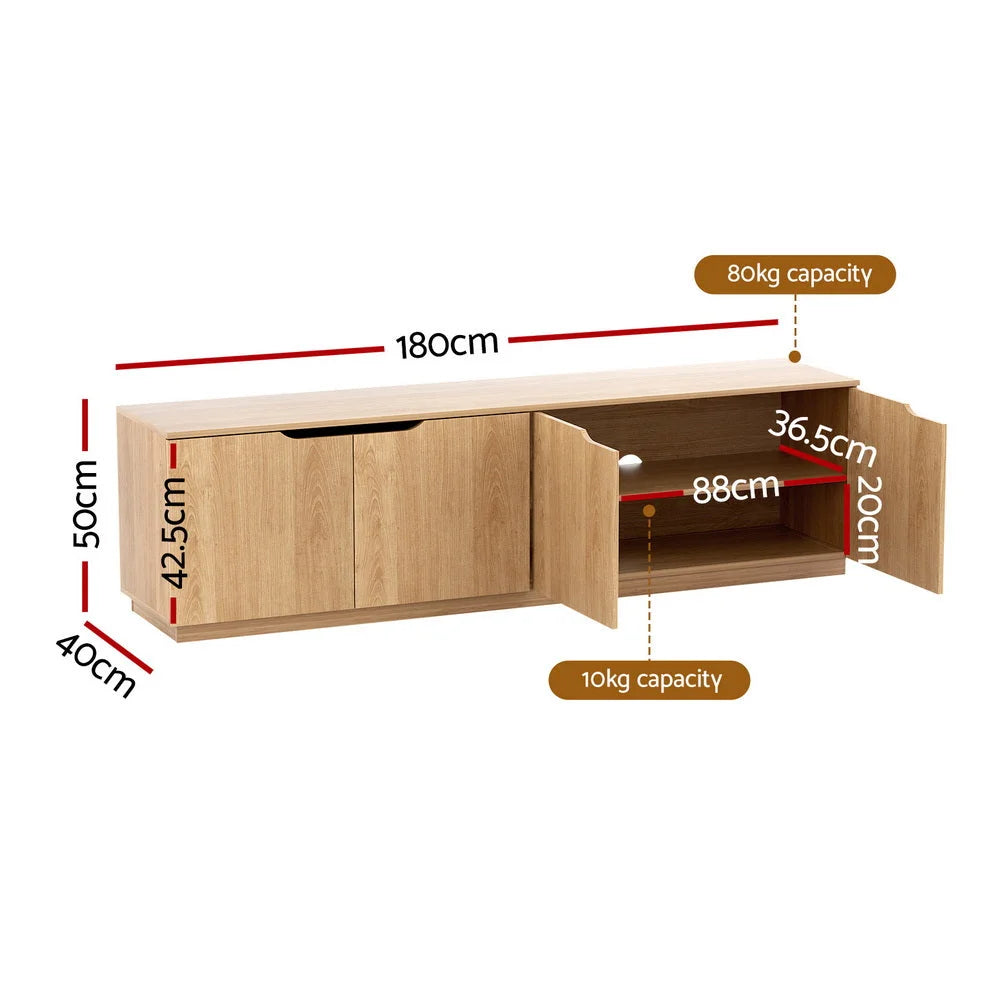 TV Unit Entertainment Storage Pine