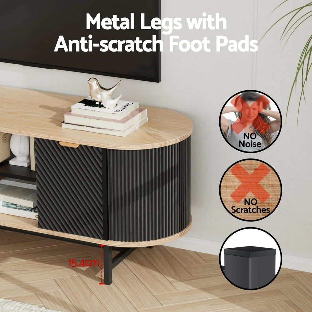 TV Unit Entertainment Unit Storage Cabinet Black Pine