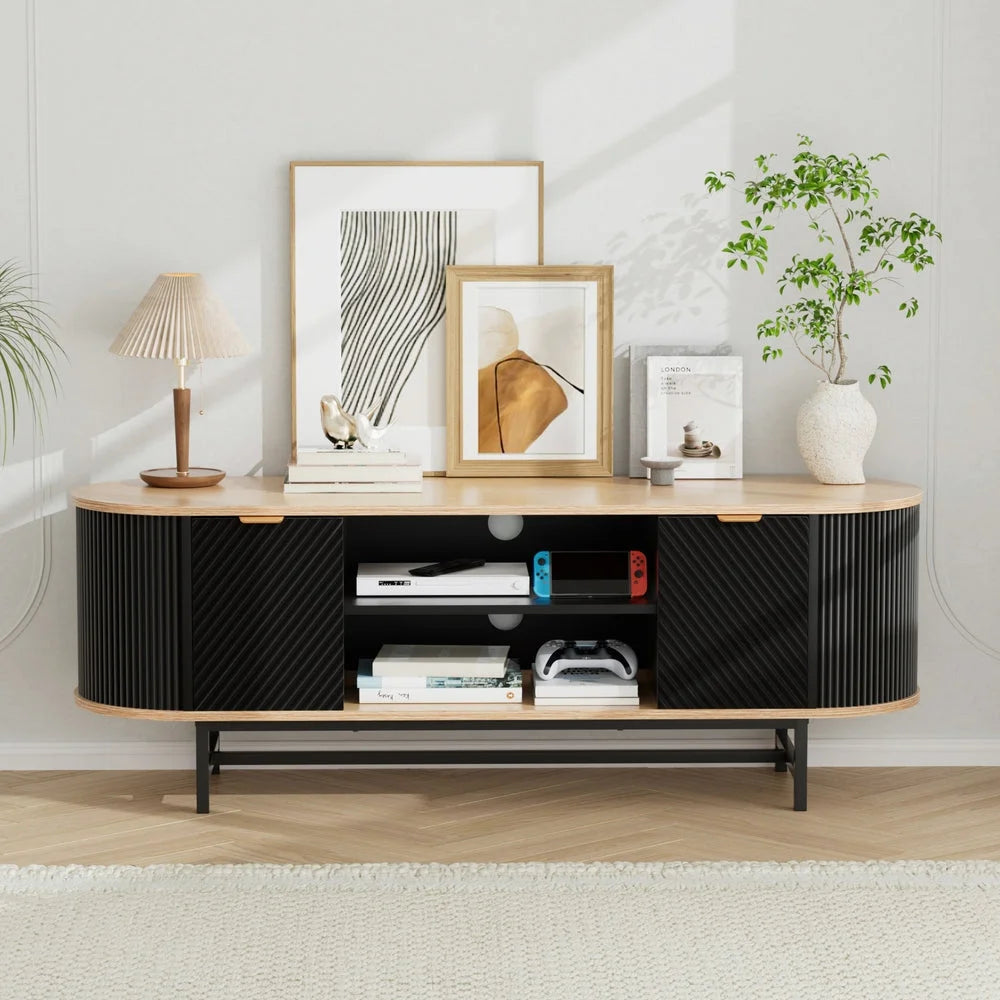 Black storage cabinet with tv unit entertainment pine
