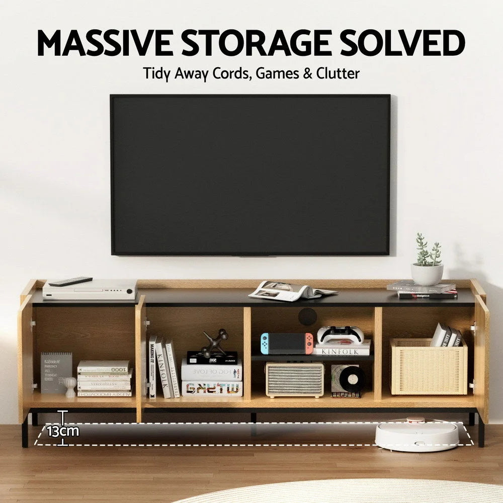 TV Unit Entertainment Storage Cabinet Shelf 160cm Pine
