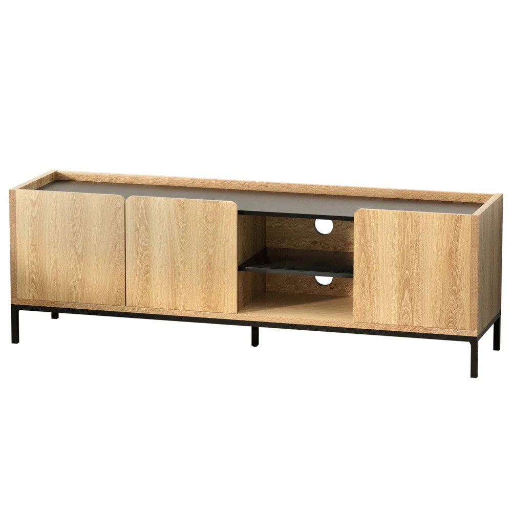 160cm entertainment unit with fluted door fronts and low cabinet profile