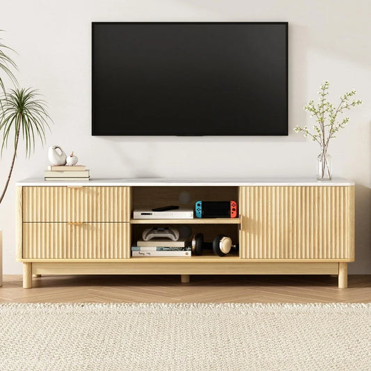 TV Unit Entertainment Storage Drawer Shelf 150cm Pine