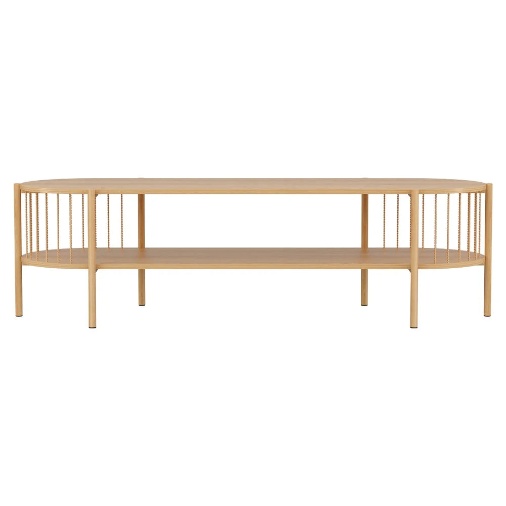 148cm entertainment unit with fluted door fronts and low cabinet profile