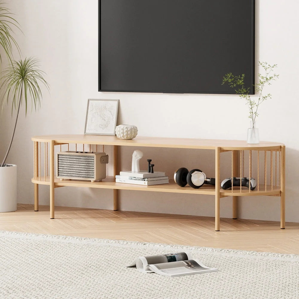148cm entertainment unit with wide TV console top and cupboard sections
