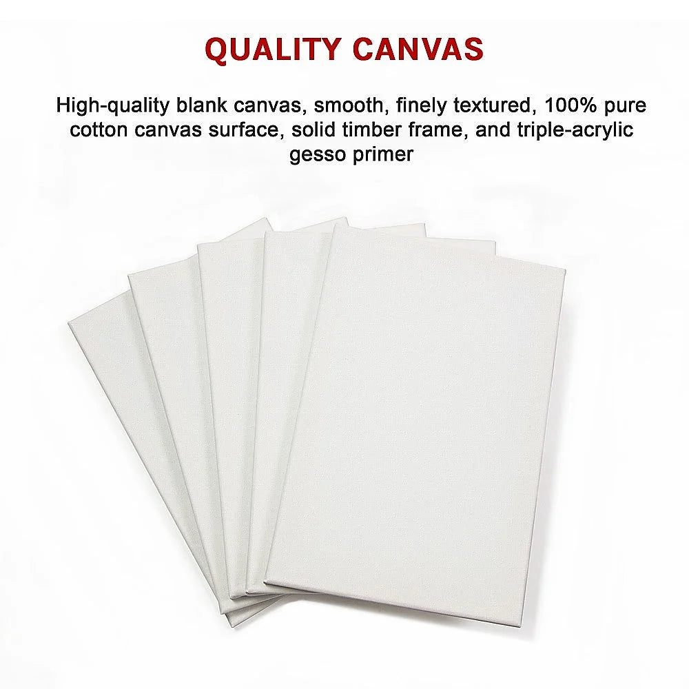 Artist Blank Stretched Canvas 5 Pack - 20x30cm White Oil