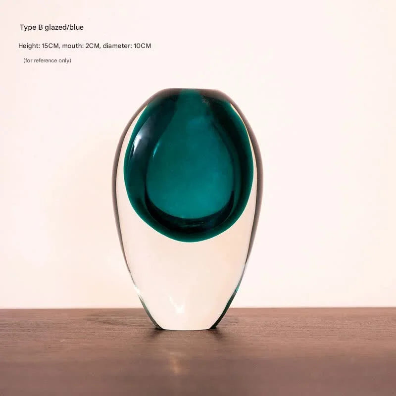 Artistic Teardrop Glass Vase - Handcrafted Glazed Finish