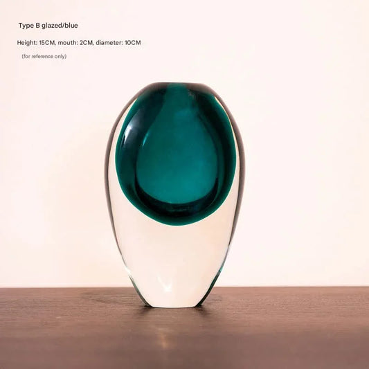 Artistic Teardrop Glass Vase - Handcrafted Glazed Finish