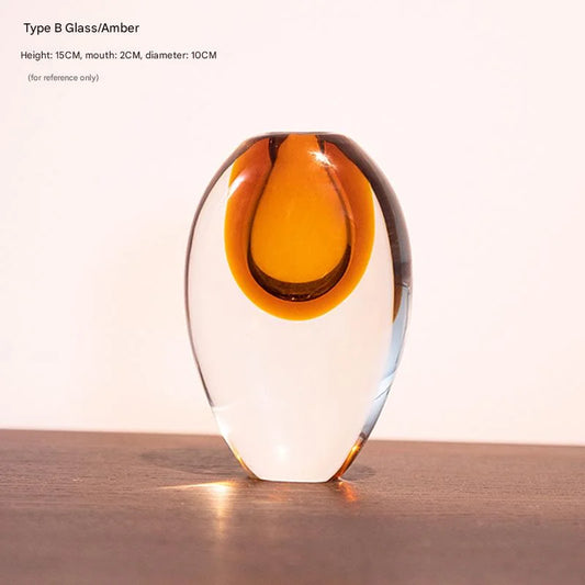 Artistic Teardrop Glass Vase - Handcrafted Glazed Finish