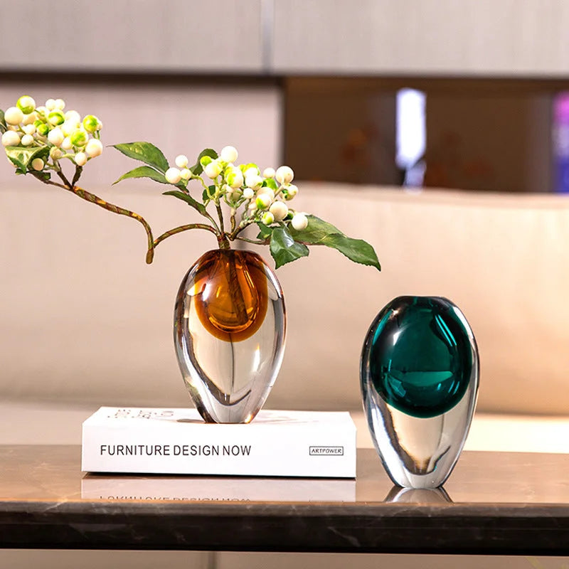 Artistic Teardrop Glass Vase - Handcrafted Glazed Finish