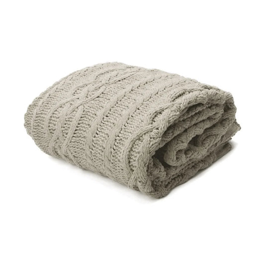 Asher Taupe Knitted Throw Rug - Artex - Home & Garden