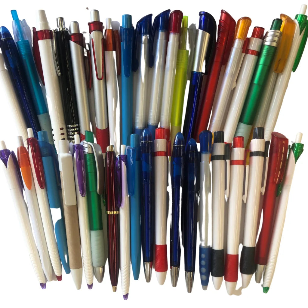 Assorted Ball Point Pens + Pen Holder Folder Bulk