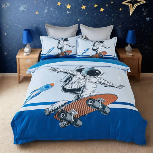 Astronaut Kids Quilt Cover Set - Double Size - Home & Garden