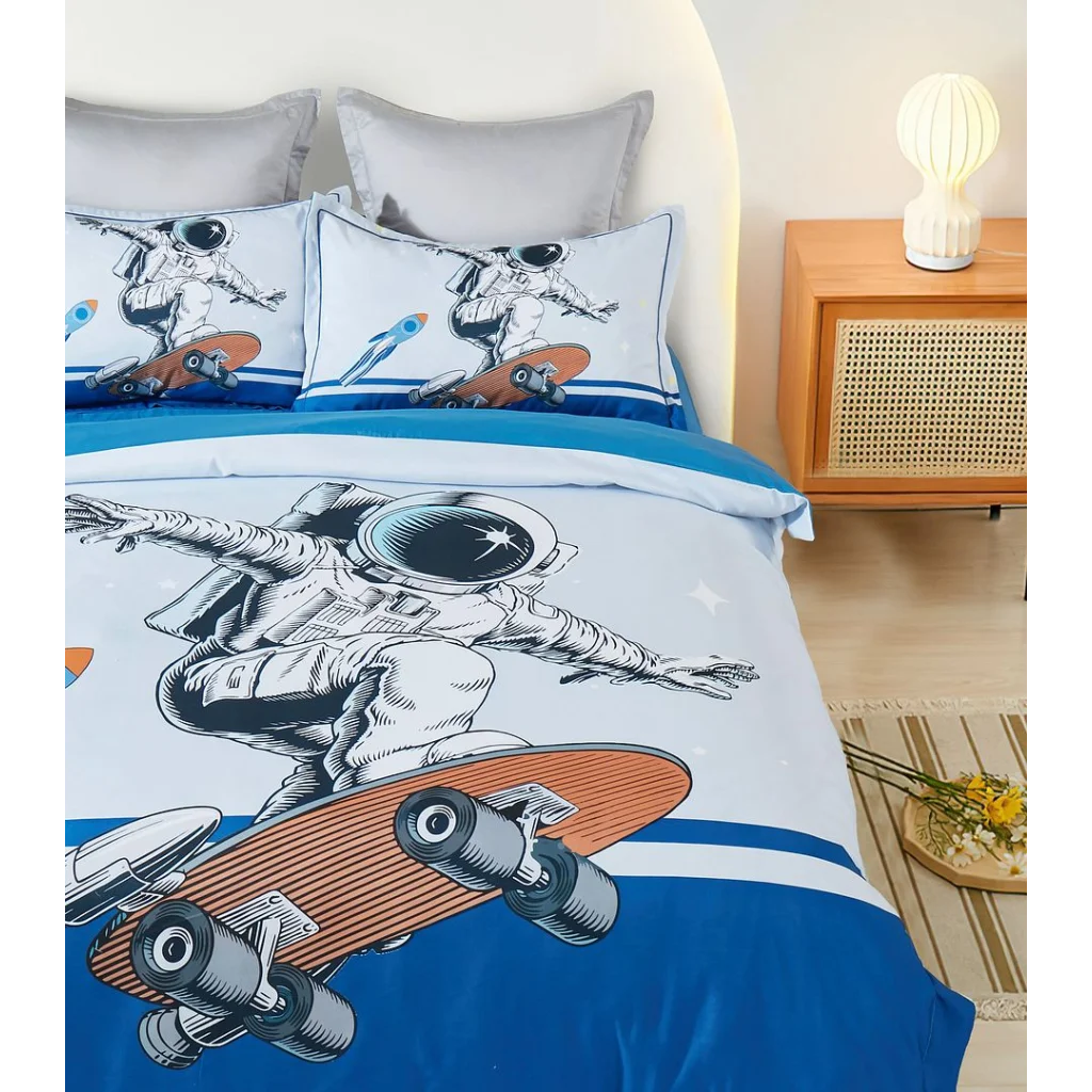 Astronaut Kids Quilt Cover Set - Double Size - Home & Garden