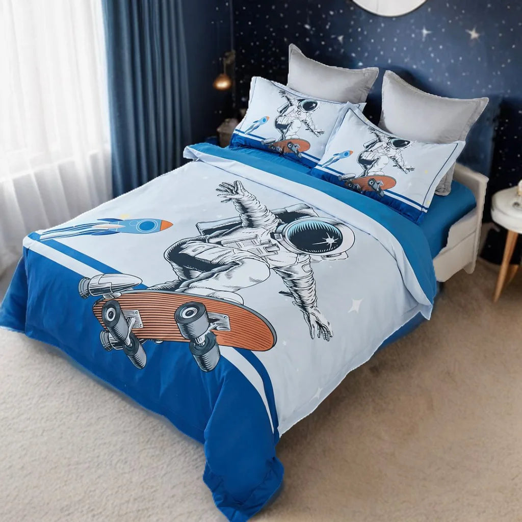 Astronaut Kids Quilt Cover Set - King Single Size - Home &