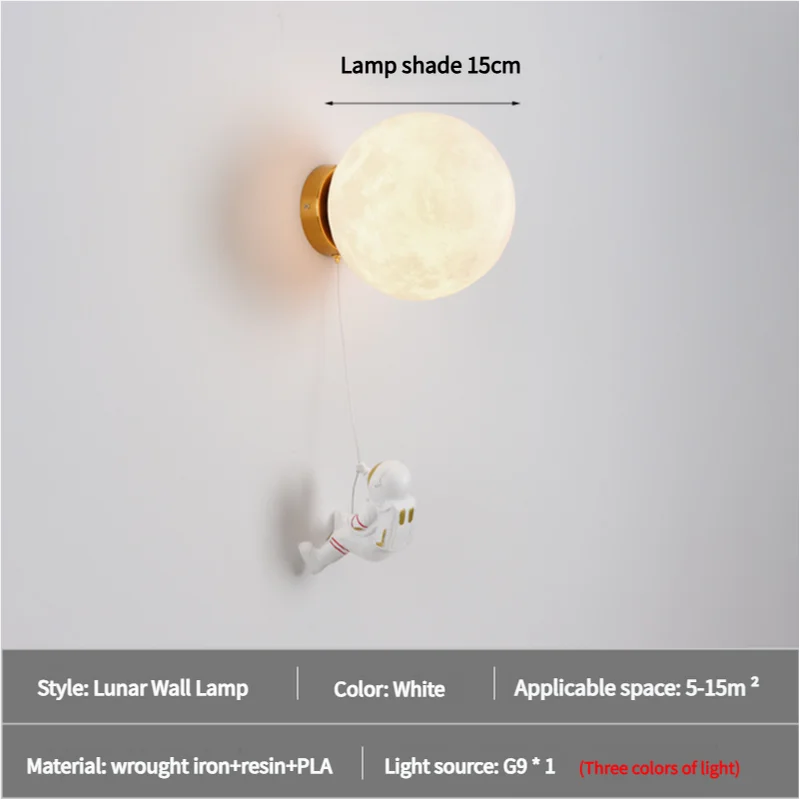 Astronaut Moon Wall Lamp with Three Colors