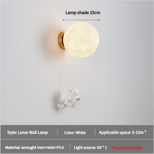 Astronaut Moon Wall Lamp with Three Colors