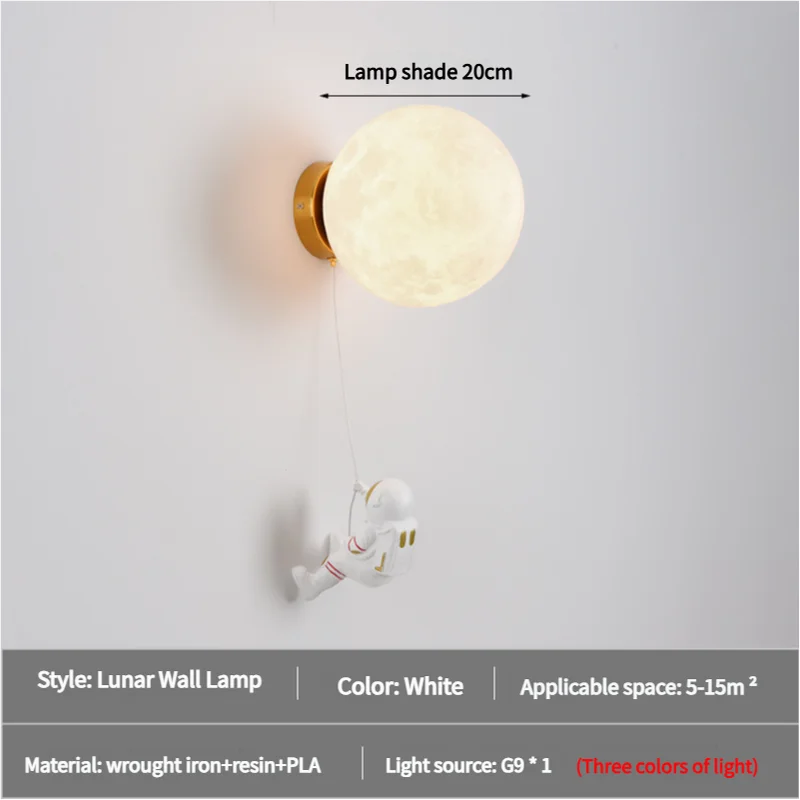 Astronaut Moon Wall Lamp with Three Colors