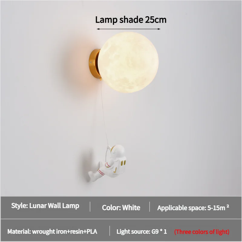Astronaut Moon Wall Lamp with Three Colors
