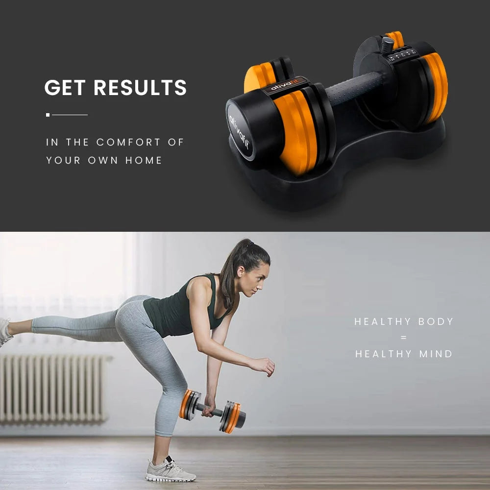 ATIVAFIT 12.5kg Adjustable Weight Dumbbell for Home Gym