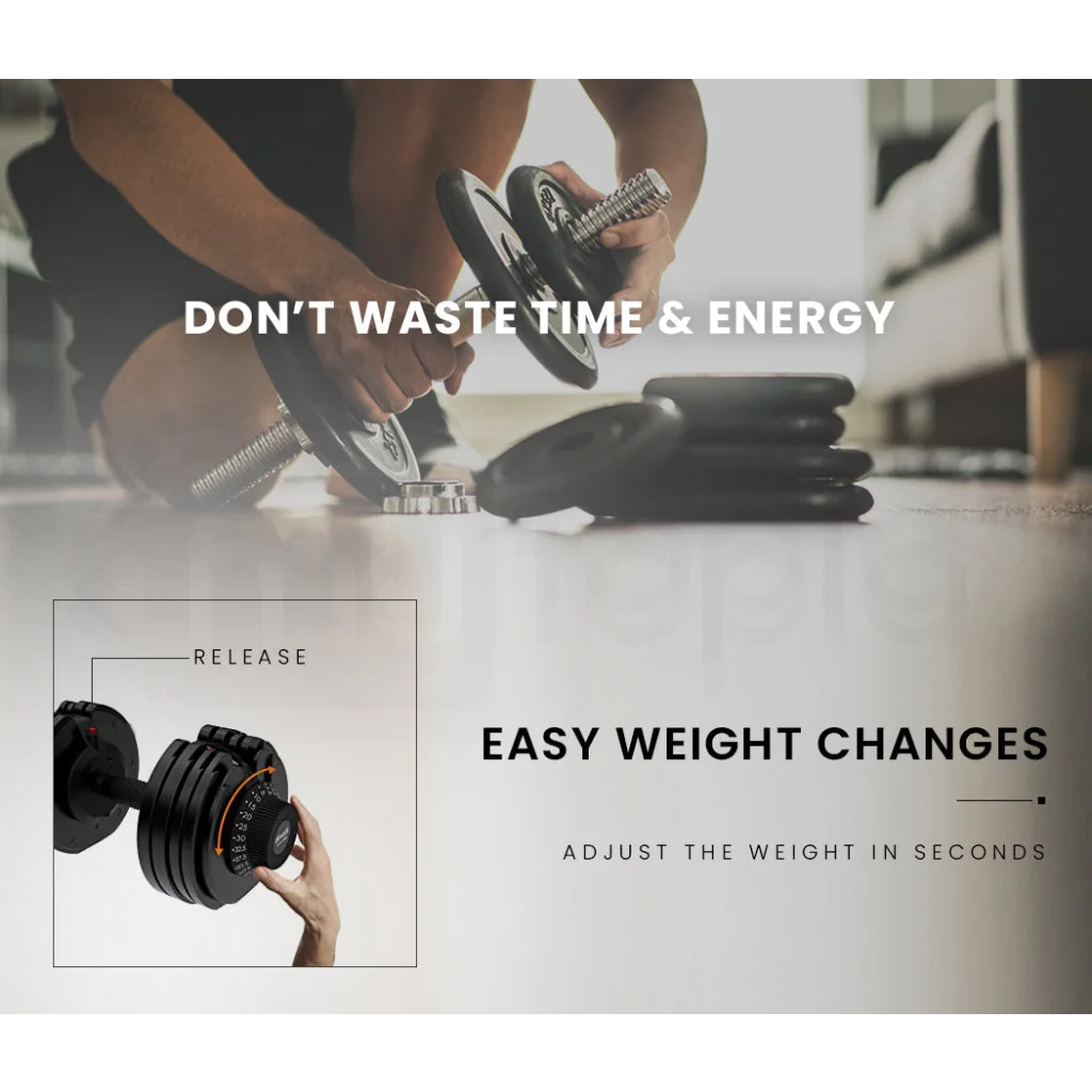 ATIVAFIT 32.5kg Single Adjustable Weight Dumbbell for Home