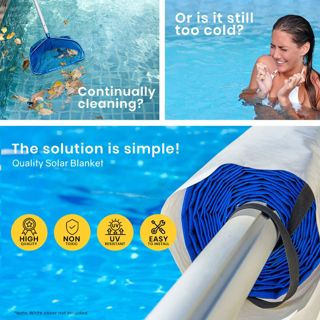 AURELAQUA Pool Cover Roller and 11x5m Solar Blanket 500
