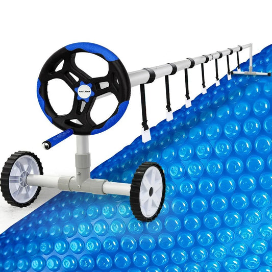 Aurelaqua Pool Cover Roller and 7.5x3.2m Solar Blanket 400