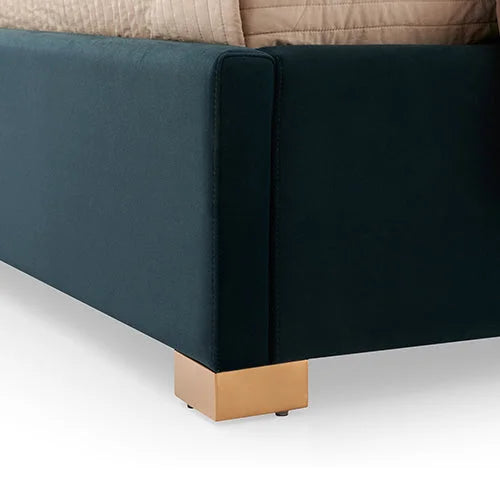 Austin Bed Frame Polyester Turquoise Fabric Padded