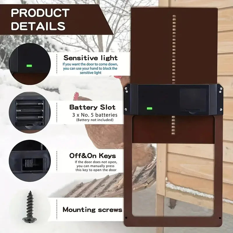 Automatic Chicken Coop Door PCS Light-Sensitive Auto Guard