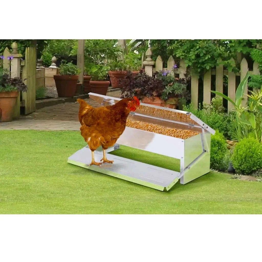 Automatic Chicken Feeder 8L Chook Poultry Auto Treadle