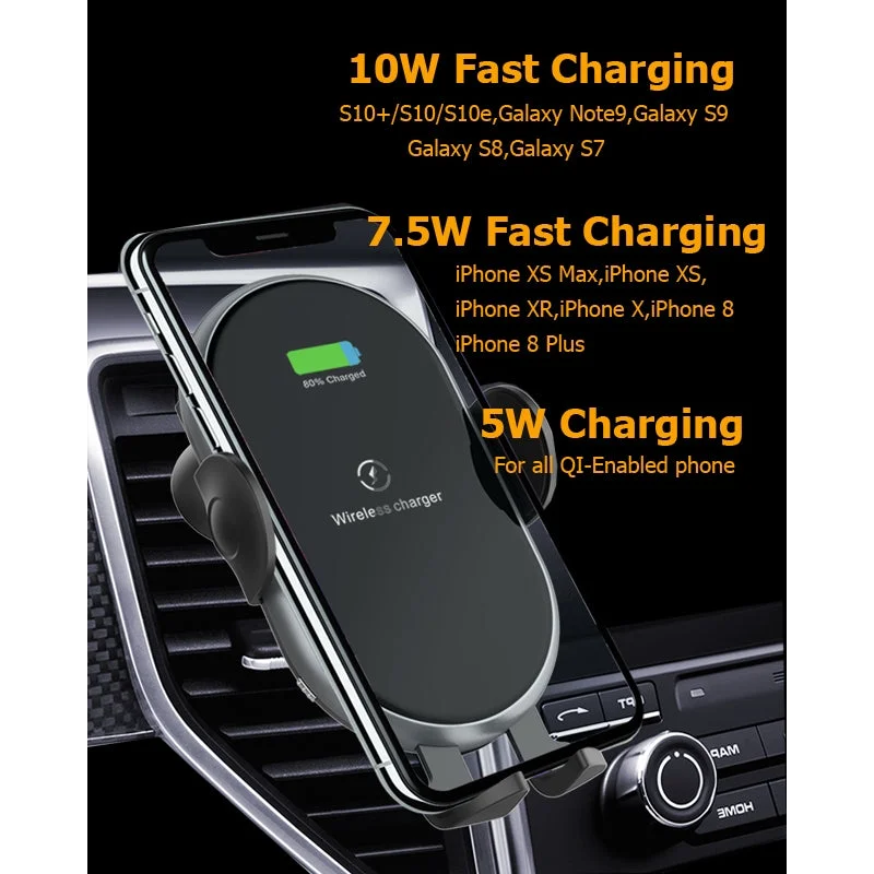 Automatic Clamping Wireless Car Charger with Backlight C366