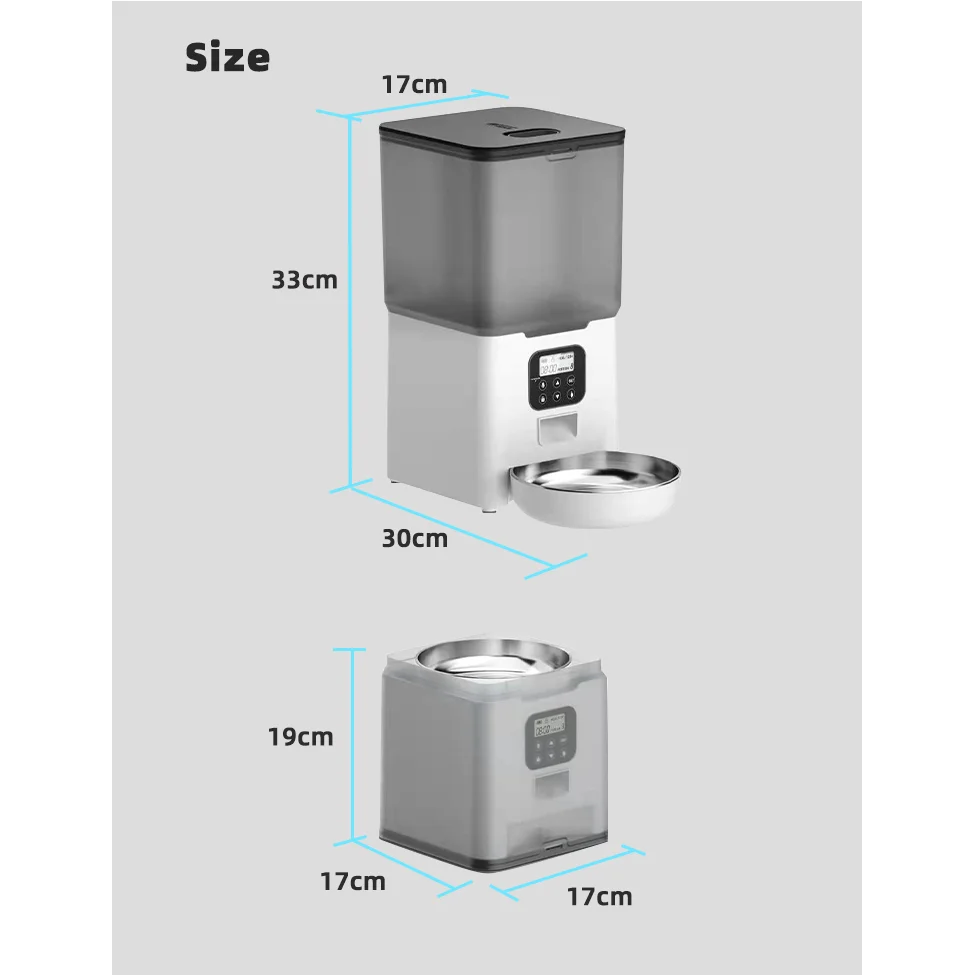 Automatic Digital Pet Feeder 5.6L Visible for Dog Cat