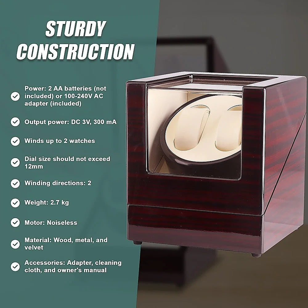 Wood automatic dual watch with key surfaces and edge shape