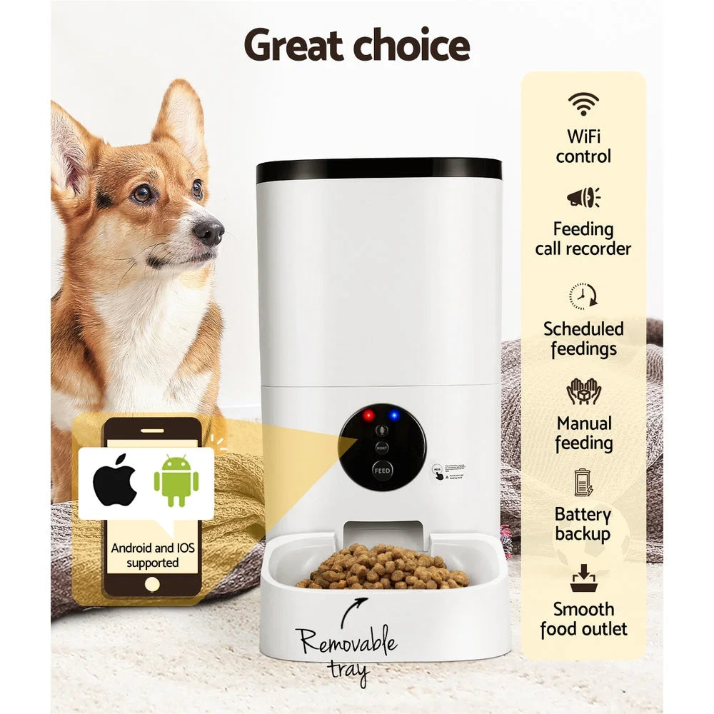 Automatic Pet Feeder 6L Wifi Auto and Food Dispenser With Timer
