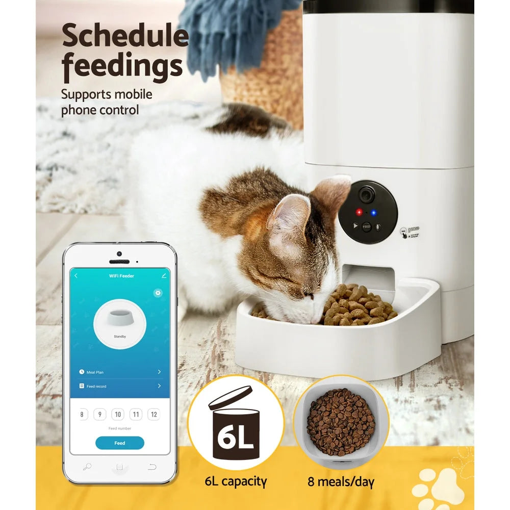 Automatic Pet Feeder 6L WiFi Camera Dog Cat Smart Food