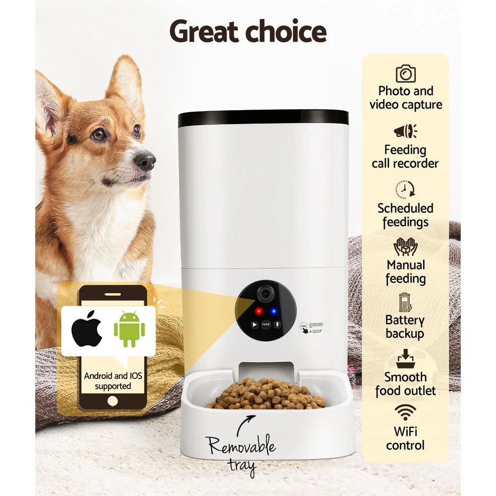 Automatic Pet Feeder 6L WiFi Camera Dog Cat Smart Food